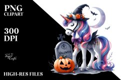 Vibrant Halloween Unicorn Clipart | Sublimation Product Image 1