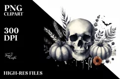Vintage Halloween Skull PNG Product Image 1