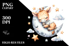 Whimsical Cute Baby Giraffe Dressed, PNG Product Image 2