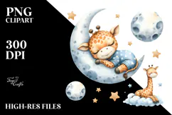 Whimsical Cute Baby Giraffe Dressed, PNG Product Image 2