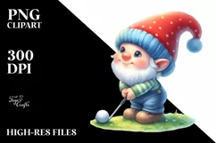 Cute Baby Gnome Playing Golf |Sublimation Clipart Product Image 1