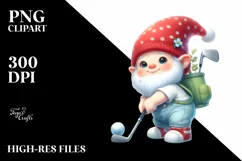 Cute Baby Gnome Playing Golf |Sublimation Clipart Product Image 1