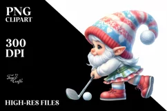 Cute Baby Gnome Playing Golf |Sublimation Clipart Product Image 3