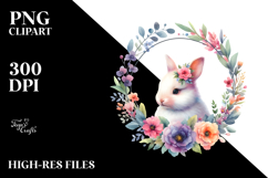 Cute Baby Bunny with Floral Frame PNG Product Image 2