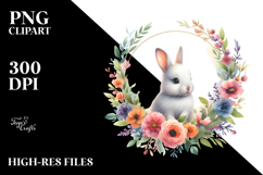Vibrant Baby Bunny Floral Frame, PNG Product Image 2