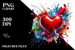 Colorful Heart with Red Glossy PNG Product Image 2