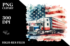 Vintage USA Flag Pickup Truck Clipart Product Image 2