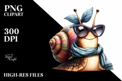 Funny Cute Snail Silk Scarf Sunglasses |Sublimation Clipart Product Image 1