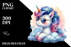 Whimsical Colorful Baby Unicorn | Sublimation | Clipart Product Image 1