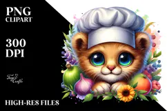 Vibrant Cute Baby Lion in Chef's Hat PNG Product Image 2