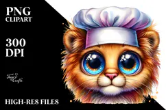Vibrant Cute Baby Lion in Chef's Hat PNG Product Image 2