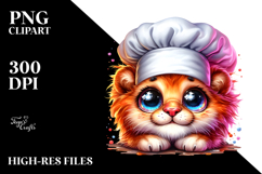 Vibrant Cute Baby Lion in Chef&#039;s Hat PNG Product Image 2
