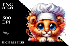 Vibrant Cute Baby Lion in Chef&#039;s Hat PNG Product Image 2