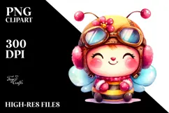 Vibrant Baby Bee in Aviator Suit PNG Product Image 2