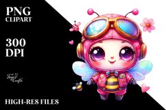 Colorful Cute Baby Bee in Aviator Suit PNG Product Image 2