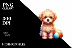 Cute Bichpoo in Sand | Sublimation | Clipart Product Image 1