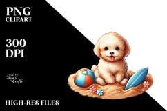 Cute Bichpoo in Sand | Sublimation | Clipart Product Image 2