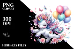 Cute Baby Unicorn Tumbling with Spring Petals | Sublimation Product Image 2