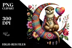 Colorful Otter with Heart PNG Product Image 2