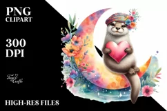 Colorful Otter with Heart PNG Product Image 2