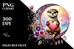 Colorful Otter with Heart PNG Product Image 2