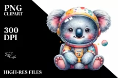 Wimsical Koala Astronaut Helmet Watercolor Colorful | Product Image 1