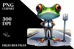 Frog Standing Phishing Road |Sublimation Clipart Product Image 1