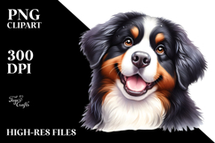 Happy Bernese Mountain Dog in Watercolor PNG Product Image 2