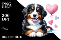 Happy Bernese Mountain Dog in Watercolor PNG Product Image 2