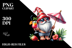 Funny Gnome Drinking a Cocktail in Beachwear PNG Product Image 2