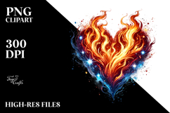 Colorful Heart with Fire PNG Product Image 2