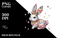 Colorful Bunny Made of Diamonds PNG Product Image 2