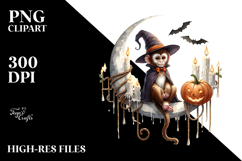 Halloween Monkey on Moon PNG Product Image 2