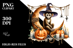 Halloween Monkey on Moon PNG Product Image 2