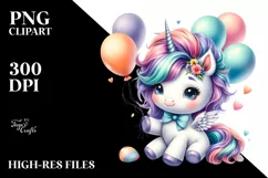 Cute Baby Unicorn with Cool Haircut | Watercolor Clipart Product Image 3