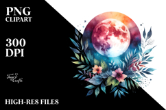 Abstract Moon Foliage Stars Clipart Product Image 2