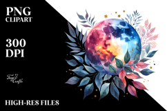 Abstract Moon Foliage Stars Clipart Product Image 2