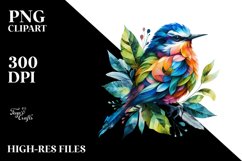 Vibrant Bird with Flowers PNG Product Image 1