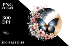 Butterfly with Spring Flowers, Transparent PNG Product Image 2