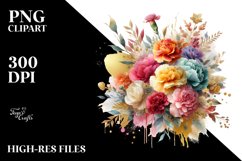 Colorful Bouquet with Carnation and Splash | Clipart Product Image 1