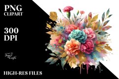 Colorful Bouquet with Colorful Carnation | Clipart Product Image 3