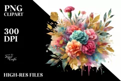 Colorful Bouquet with Colorful Carnation | Clipart Product Image 3