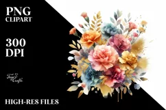 Colorful Bouquet with Carnation and Splash | Clipart Product Image 3