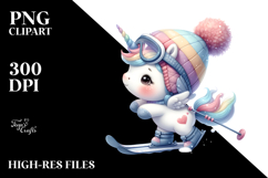 Pastel Baby Unicorn Skiing Clipart Product Image 2