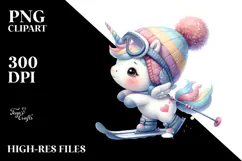 Pastel Baby Unicorn Skiing Clipart Product Image 2
