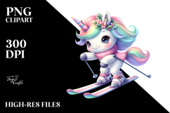 Pastel Baby Unicorn Skiing Clipart Product Image 2