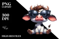 Exaggerated Cow with Sunglasses PNG Product Image 2