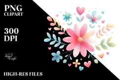 Colorful Boho Flower with Heart Petals PNG Product Image 2