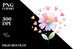 Colorful Boho Flower with Heart Petals PNG Product Image 2