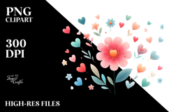 Colorful Boho Flower with Heart Petals PNG Product Image 2